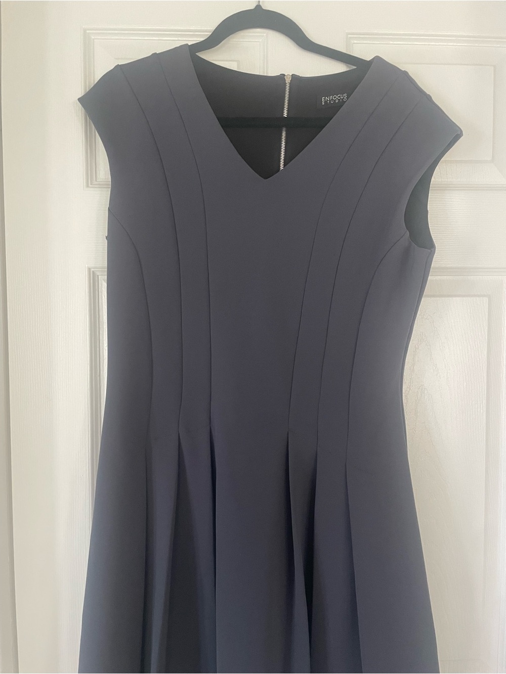 Enfocus Studio Grey V-Neck Fit & Flare Dress Sz Large